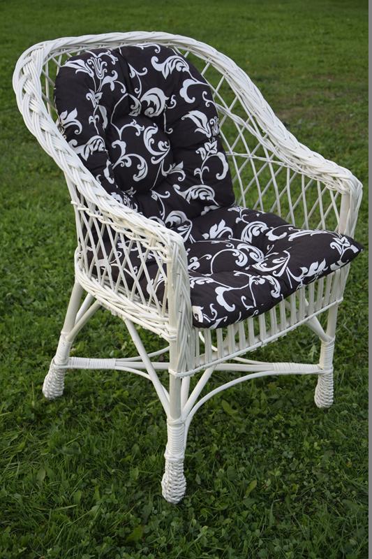 Fotel z wikliny biały + poduszki różne